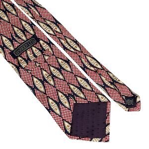 Harken Ltd 100% Silk Tie Red/Navy Geometric Diamond Medallion